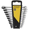 STANLEY STMT82847-0 Set 12 Chiavi combinate a cricchetto Piatte, Grigio