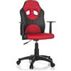 HJH Office 670820 Sedia da Ufficio Girevole per Bambini KID GAME AL Similpelle, Sedia da Scrivania Regolabile in Altezza con Braccioli, Nero/Rosso