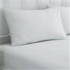 Dreams & Drapes - Lenzuolo con angoli per letto singolo (190 x 90 x 28 cm) - lussuoso policotone - copripiumino coordinato disponibile - lenzuolo bianco con strisce blu