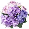 Felice Arts Bouquet di fiori artificiali viola da 30,5 cm con 7 teste di rose di tè e ortensie in seta, bouquet per casa, bouquet da sposa, bouquet da sposa, ufficio, feste, centrotavola, decorazioni