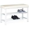 Relaxdays Panca Scarpiera, Mobile Scarpe, Portascarpe con 2 Ripiani, Imbottita, HxLxP: 49x81x31 cm, 10 Paia, Bianco