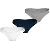 Tommy Hilfiger Donna Slip Taglio Bikini Confezione da 3 a Costine, Multicolore (Lt Grey Htr/Navy Rib/White), S