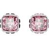 Swarovski Orecchini a lobo Birthstone, Taglio squadrato, Ottobre, Rosa, Placcato rodio
