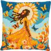 VERVACO Kit Cuscino Punto Croce RAGAZZA CON IL SOLE Set Ricamo Principianti Cuscini Gobelin Decorativi ca. 40 x 40 cm Accessori Per Lavoretti Creativi DIY Casa Decor Hobby Adulti Cross Stitch