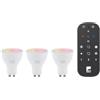 Eglo connect.z Smart Home - Set da 3 lampadine a LED GU10, Matter, ZigBee, controllo via app e vocale con Alexa, telecomando, dimmerabile, bianco caldo-bianco freddo, RGB, 4,9 W, opalino