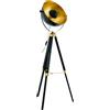 EGLO Lampada a stelo CovaLeda, industrial, vintage, piantana in legno | e acciaio, lampada da soggiorno in nero, oro e ottone, lampada con interruttore, attacco E27