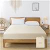 bienDo Lenzuolo con Angoli 140x200 cm Matrimoniale Francese, in Bambù e Seta Vegana, Altezza 35 cm, Biancheria da Letto Rinfrescante per Estate, Antibatterico, Beige