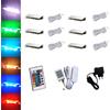 ACCE Illuminazione a LED RGB per bordi in vetro, illuminazione per pavimenti in vetro, clip in vetro di alta qualità, specchio in acciaio inox (6 pezzi)