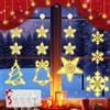YEPVIE Illuminazione natalizia per finestre interne, 4 pezzi, decorazione natalizia, finestra con stella, fiocco di neve, albero di Natale e Jingle Bell, 80 LED, decorazione per finestra, catena