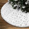 Lanpn Albero di Natale Gonna Copertura di Base Peluche Pannello Esterno Piccolo Fiocco di neve Copertura della Base per Albero di Natale Decorazione Natalizia (Argento, 40cm)