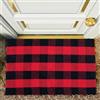 RAJRANG Tappeto a quadri di bufalo, zerbino in cotone a scacchi, tessuto a mano, per interni ed esterni, decorazione per la casa colonica, cucina, veranda, camera da letto, ingresso (rosso cinese e nero, 0,6
