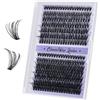 BelleQiana B&Q - Ciglia singole a grappolo, 280 pezzi, curvatura a D, 40D + 50D, lunghezza mista 9-16 mm, extension per ciglia fai da te