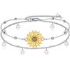 YAFEINI Bracciale/cavigliera a forma di girasole, in argento Sterling 925, con fiore, per donne e ragazze