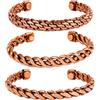 Touchstone Copper magnetic healing bracelet Tibetan style. Hand forged with solid and high gauge pure copper. Set of 3 different designs in rope braid style