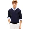Tommy Hilfiger Maglione da Uomo Essential Cotton con Scollo a V MW0MW42249DW5004, Blu, L