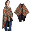 SIVENKE Poncho da donna in pile trasportabile coperta in flanella sciarpa coperta Poncho-cappotto comodo con bottoni e tasche per letto, divano, ufficio, 140 x 163 cm