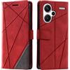 Vankii Cover per Xiaomi Redmi Note 13 PRO Plus 5G, Flip Caso Libro Premium Portafoglio Custodia in Pelle PU Magnetica,Custodia Pelle TPU Silicone Antiurto,Funzione Supporto Slot Schede(Rosso)
