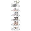 Altdnmaf Scarpiera stretta a 6 livelli, supporto compatto singolo per spazio sottile, impilabile, alta e sottile, ripiani in plastica solida, per corridoi, cucine, camere da letto, organizer per