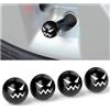 CGEAMDY 4 Pezzi Tappis Valvola Rame Pneumatici, Tappini Tappi Pneumatici Auto Universal, Tappi Valvola Tappis Polvere Per Auto, Tappi Antipolvere Pneumatici Universale Auto SUV Moto(Bullo Nero)