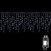 SALCAR 5m Luci Natale Esterno Cascata,50-80cm/ogni + 3m Cavo di Alimentazione, Stringa Decorativa LED con 200 LED Impermeabili, 31V Alimentazione di Sicurezza(Blu e Bianco)