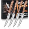 DRAGON RIOT Set Di 4 Coltelli Da Bistecca, Coltelli Da Carne Con Manico In Legno, Set Di Coltelli Da Tavola Con Confezione Regalo