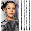 INSPUTOL Extension capelli sintetici intrecciati da 17 pollici per donne, clip-in, per uso quotidiano e styling feste (4 pezzi - Nero + Grigio)