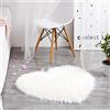 Teppich Wölkchen Tappeto in Pelle D'agnello, Imitazione Della Pelliccia - Soggiorno Camera Da Letto - Tappeto Da Letto Lavabile, Cuscino Di Seduta, Pelliccia Per Sedia, Divano - Bianco - 75x80 cm Cuore