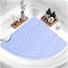 Wintfarm Tappetino da doccia angolare antiscivolo, 65 x 65 cm, grande tappetino da bagno antiscivolo anti muffa, curvo per doccia interna con foro di scarico, lavabile in lavatrice, antibatterico (blu