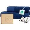 Ferò Set Asciugamani Bagno di Lusso 2 Pezzi, OEKO-TEX 100% Cotone Premium 550 g/m², Ultra Morbido e Assorbente, Design Italiano, Coppia Asciugamani Viso e Bidet, Asciugamano 50x100, 50x30 cm, Blu Navy