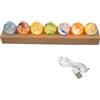 luolety Sfera di cristallo di vetro a 7 colori con supporto in legno e luce a LED, sfere di quarzo curative di cristallo di chakra da 40 mm, sfere decorative spaziali luce notturna (Tipo B)