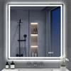 S'bagno Bluetooth-Specchio-Bagno-con-Luce-Led-80x80cm, Specchio-Bagno-Led Anti-Fog, 3000K-6500K, Dimmerabile, Memoria, Vetro Temperato HD, IP44-Specchio-Retroilluminato-Bagno, Orizzontale/Verticale