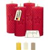 Wachsmann Candele a colonna Wachsmann Pasqua, set da 4, 100% cera d'api, arrotolate a mano, prodotte in Germania, candele di miele con 6 ore di combustione ciascuna