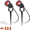 Ygapuzi Faretti a LED da 5 W, 12 V, a bassa tensione, per pareti, alberi, bandiere, illuminazione esterna per vialetto, cortile, prato, patio, piscina, giardino, con paletti, confezione da 2 (rosso)