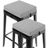 OVOV Set di 2 cuscini quadrati antiscivolo per sgabelli da bar, con laccetti, piccoli cuscini per sedie con fodera lavabile, 30,5 x 30,5 cm (grigio chiaro)