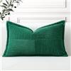 Artscope 1 Pezzi Federe per Cuscini in Velluto a Coste Copricuscini Geometrico Decorativo per Domestica Soggiorno Camera da Letto Divano 40x60cm, Verde Scuro