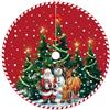 SRJEQC Tappeto Albero di Natale,Diametro 120cm Gonna Albero di Natale Cerchio Rosso con Modello di alce di Babbo,per Decorazioni Natalizie Casa Feste