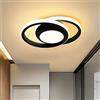 JDONG LED Plafoniera Nero 24W Bianco Naturale 4000K Lampade da soffitto rotonde per camera da letto, cucina, corridoio, corridoio, ristorante Diametro 25CM