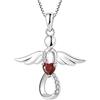 FJ Collana Angelo Custode Donna Argento 925 Collana con Ciondolo Infinito Collana Gennaio Pietra Portafortuna Granato Gioielli Regalo per Donna