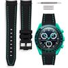 HORACE Cinturino universale per orologio in silicone liquido 20mm - Compatibile Omega x Swatch MoonSwatch - Kit di montaggio incluso (Nero/Cuciture Ciano)