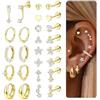 CASSIECA 13Paia Orecchini Donna Oro, Set Orecchini Acciaio Chirurgico Donna Uomo Anallergici Piercing Orecchio Cartilagine Ipoallergenica per Fori Multipli