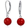Bling Jewelry Orecchini A Goccia Rotondi Della Palla Naturale Del Corallo Tinto Rosso Semplice Della Pietra Preziosa Per L'Argento Sterlina Dell'Adolescenza Delle Donne .925