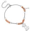 Beloved ❤️ Bracciale My Pet Friend donna ragazza tema animali in acciaio inossidabile - Sferette in metallo e charms a tema - Chiusura regolabile con moschettone (Silver/Rose gold, Cane)