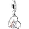 Mon & Sons Ciondolo in argento Sterling 925 con scritta Mom Sister Daughter Runner Dad Bradipo Gufo, Crocifisso, Crocifisso, Fede, Gesù, Oro rosa, Cuore, Cristallo, compatibile con braccialetti Pandora Moments