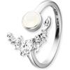 Engelsrufer Anello da donna aperto in argento Sterling - tempestato di 7 zirconi - regolabile - senza nichel, Argento sterling, Pietra di luna