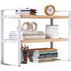 Dreamhousey Libreria in Legno da Ufficio, Organizzatore di Libri e File per Scrivania (Colore Bianco+Legno, 2 Piani)