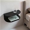 MILUKA Set da 2 Comodini Camera da Letto Moderni da 40 x 20 cm | Comodino Sospeso Nere, 2 Livelli | Mensole da Muro Versatile come Comodino Piccolo, Consolle Ingresso
