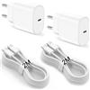 XQO Caricatore da 2 m, confezione da 20 W, da USB C a USB C, compatibile con iPhone 17 Air/16 Pro Max/15 Plus, cavo intrecciato per iPad Pro 12.9/11, Air 4/5 Gen, Mini 6th, 10th, Airpods 4/pro 3