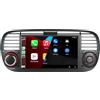 HLLECARMO Autoradio Fiat 500 2007-2015 wireless Carplay & Android car, 7inch Fiat 500 Car Radio with Bluetooth 5.0 Touchscreen RDS/AM/FM/USB DSP Mirror Link Subw EQ Steering Wheel Control- Nero