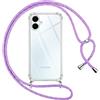 Pnakqil Cover per Samsung Galaxy A06 con Cordino, Trasparente Custodia con Laccio Tracolla Cellulare Girocollo Collana Protettiva per Samsung A06 6.7 Pollic, Viola 01