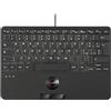 Perixx PERIBOARD-526 IT, Tastiera Mini USB Cabalata con Trackball - Tasti a Forbice X Type - 11.18x7.17x1.1 Pollici - 2 Hub USB Integrati - Layout IT Italiano